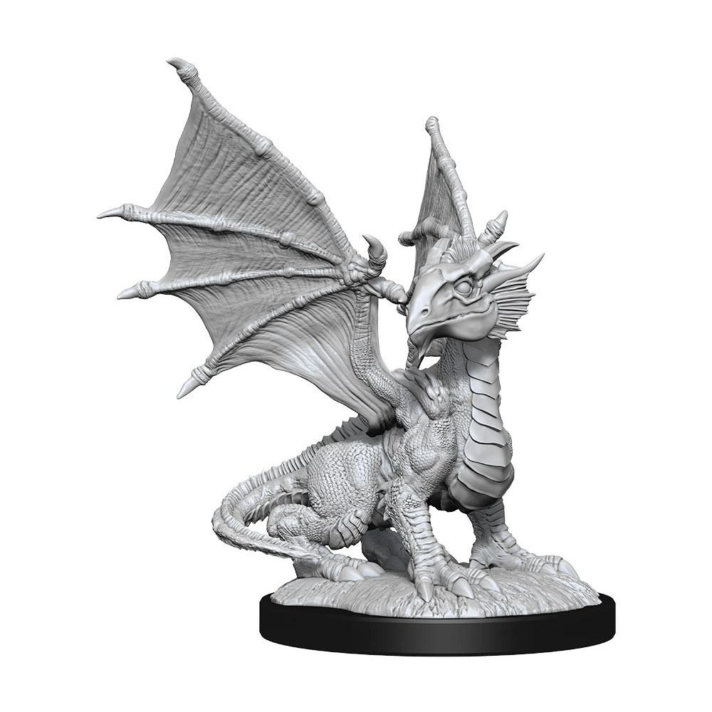 D&D Nolzur's Marvelous Miniatures unbemalt Silver Dragon Wyrmling & Female Halfling