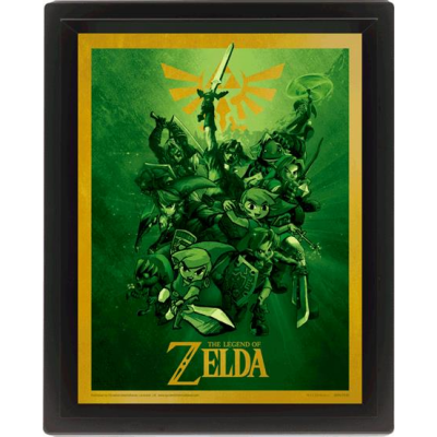 3D-Effekt Poster - Link 26 x 20 cm, im Rahmen - Legend of Zelda