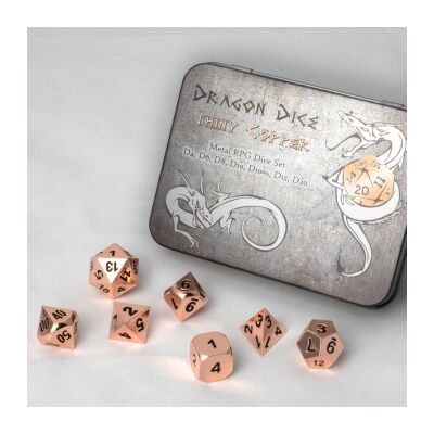 Blackfire Dice - Metal Dice Set - Shiny Copper (7 Dice)