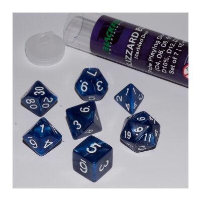 Blackfire Dice - 16mm Role Playing Dice Set - Blizzard Blue (7 Dice)