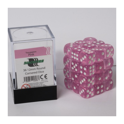 Blackfire Dice Cube - 12mm D6 36 Dice Set - Transparent Pink