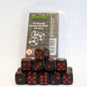 Blackfire Dice - 16mm D6 Dice Set - Black with Red Dots...