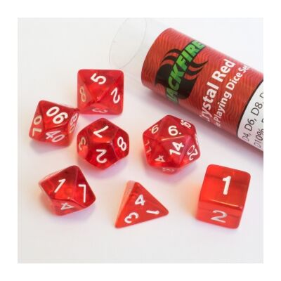 Blackfire Dice - 16mm Role Playing Dice Set - Crystal Red...