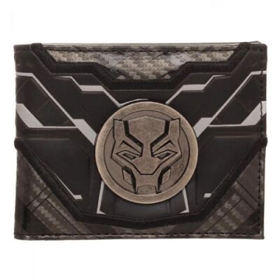 Black Panther - Metal Badge Bifold Wallet - Black