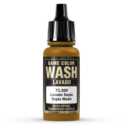 Vallejo Game Color Ink: 200 Wash Sepia Shade, 17 ml