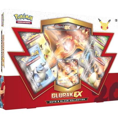 Pin Box - 20th Anniversary Rote & Blaue Kollektion Box Glurak-EX, Deutsch - Pokemon