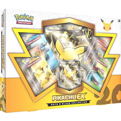 Pin Box - 20th Anniversary Rote & Blaue Kollektion Box Pikachu-EX, Deutsch - Pokemon