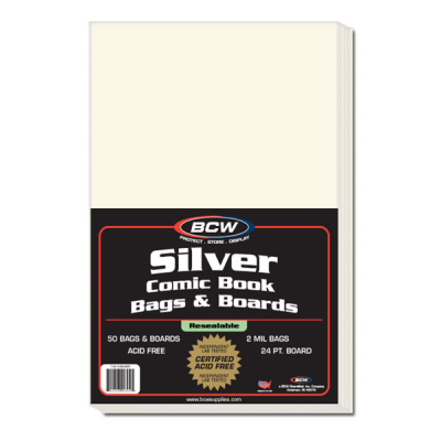 BCW Resealable Silver Comic Bags & Boards (50 Stück)