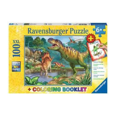 Puzzle - Welt der Dinosaurier 100 Teile XXL mit Malbuch