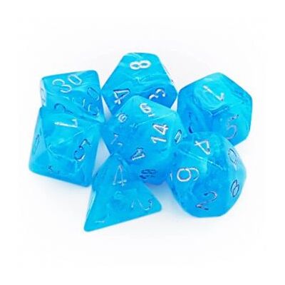 Chessex Luminary Polyhedral 7-Die Set - Sky w/silver