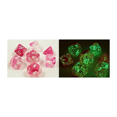 Chessex Lab Dice 4 - 7 Die Set Gemini Clear-Pink/white Luminary