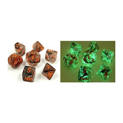 Chessex Lab Dice 4 - 7 Die Set Nebula Copper Matrix/Orange Luminary