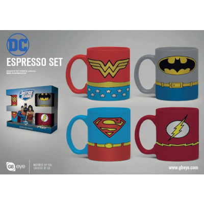 DC Comics Espresso-Tassen 4er-Pack Uniforms