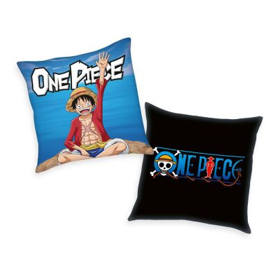 One Piece Pillow Logo & Monkey D. Luffy 40 x 40 cm