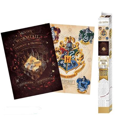 Harry Potter Wallscroll Wappen & Marauders Map (2-Pack)