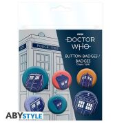 Doctor Who Ansteck-Buttons 4er-Pack The Tardis