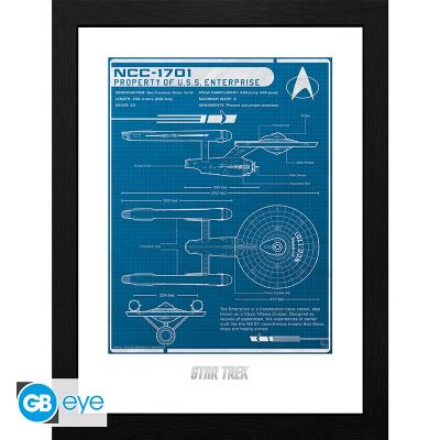 Star Trek Poster im Rahmen "USS Enterprises Plan" 30 x 40 cm