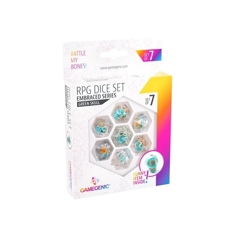 Embraced Series - Green Skull - RPG Dice Set (7)