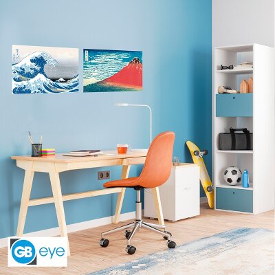 Hokusai Chibi Poster Set "Katsushika Hokusai" 52 x 38 cm