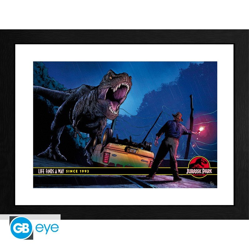 Jurassic Park Framed Print "Alan Grant vs. T-Rex" 30 x 40 cm